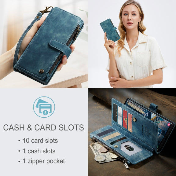 For Samsung Galaxy S23 Ultra 5G CaseMe C30 Multifunctional Leather Phone Case(Blue)