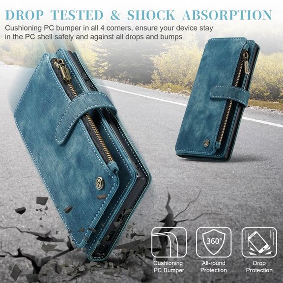 For Samsung Galaxy S23 Ultra 5G CaseMe C30 Multifunctional Leather Phone Case(Blue)