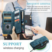 For Samsung Galaxy S23 Ultra 5G CaseMe C30 Multifunctional Leather Phone Case(Blue)
