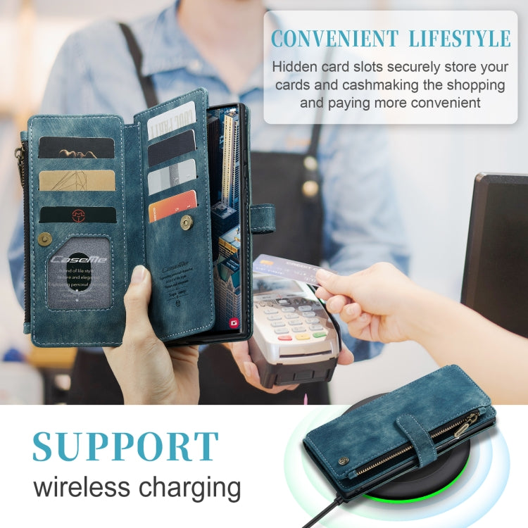 For Samsung Galaxy S23 Ultra 5G CaseMe C30 Multifunctional Leather Phone Case(Blue)
