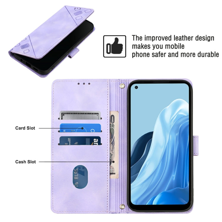 For OPPO Reno7 5G Foreign / Find X5 Lite Skin-feel Embossed Leather Phone Case(Light Purple)