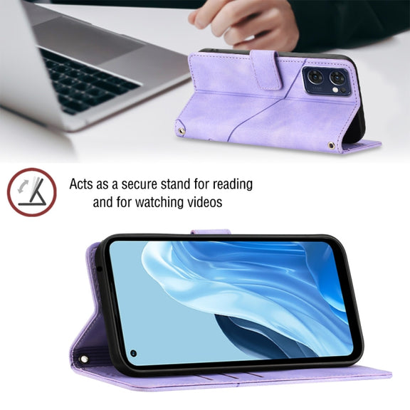 For OPPO Reno7 5G Foreign / Find X5 Lite Skin-feel Embossed Leather Phone Case(Light Purple)