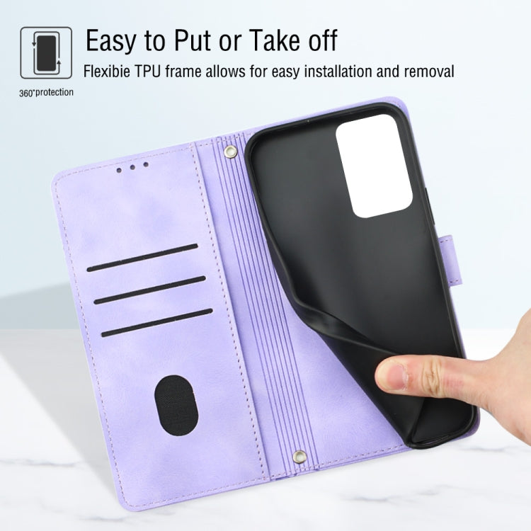 For OPPO Reno7 5G Foreign / Find X5 Lite Skin-feel Embossed Leather Phone Case(Light Purple)