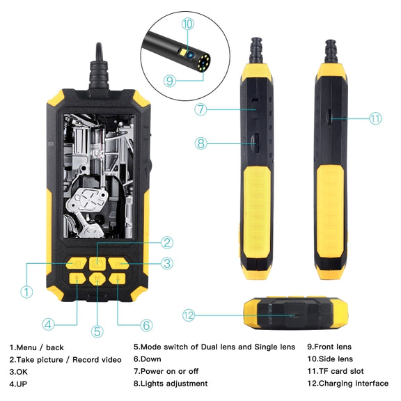 P50 4.5 inch Dual Camera with Screen Endoscope, Length:2m Hard Line(8mm)