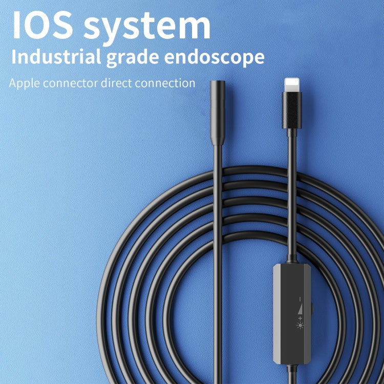 AN112 IP68 8LEDS 8mm Industrial Videoscope for iPhone 8 Pin, Length:2m Hard Line