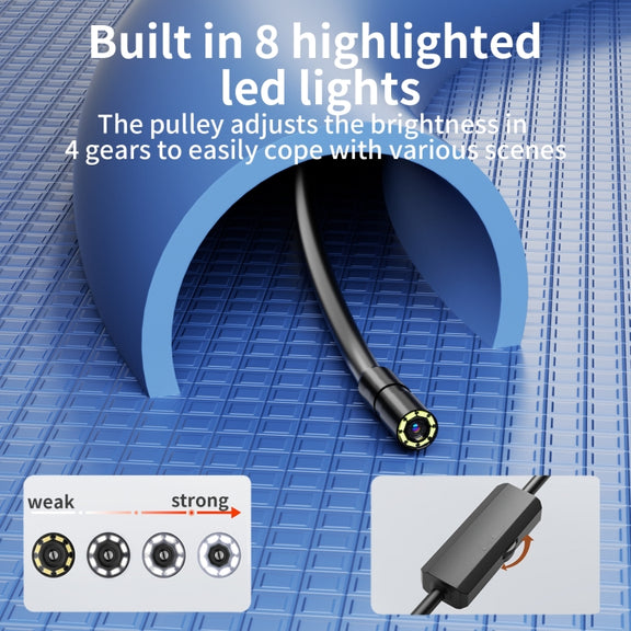 AN112 IP68 8LEDS 8mm Industrial Videoscope for iPhone 8 Pin, Length:2m Hard Line