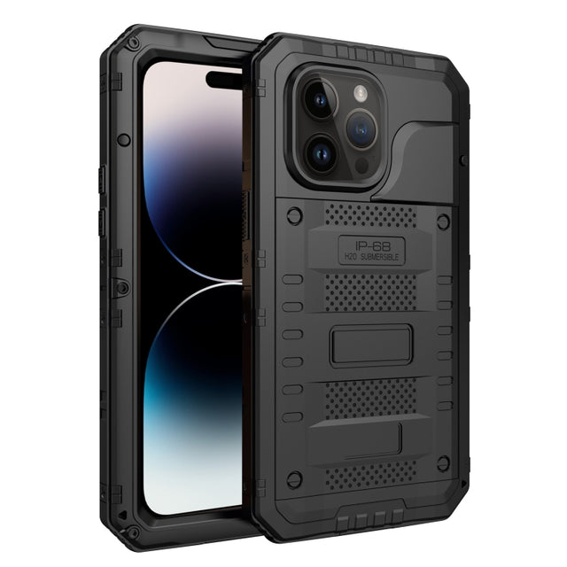 For iPhone 14 Pro RedPepper Wolf 360 Full Body Rugged Life Water-resistant Phone Case(Black)