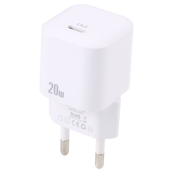 20W PD USB-C/Type-C Interface Fast Charging Charger, Specification: EU Plug(White)