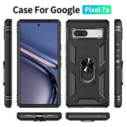 For Google Pixel 7a Shockproof TPU + PC Phone Case with Holder(Black)