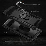 For Google Pixel 7a Shockproof TPU + PC Phone Case with Holder(Black)
