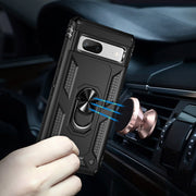 For Google Pixel 7a Shockproof TPU + PC Phone Case with Holder(Black)