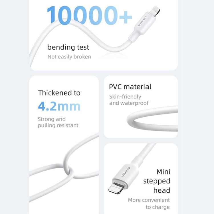 USAMS US-SJ605 U84 2.4A USB to 8 Pin Charging Data Cable, Cable Length:2m(White)