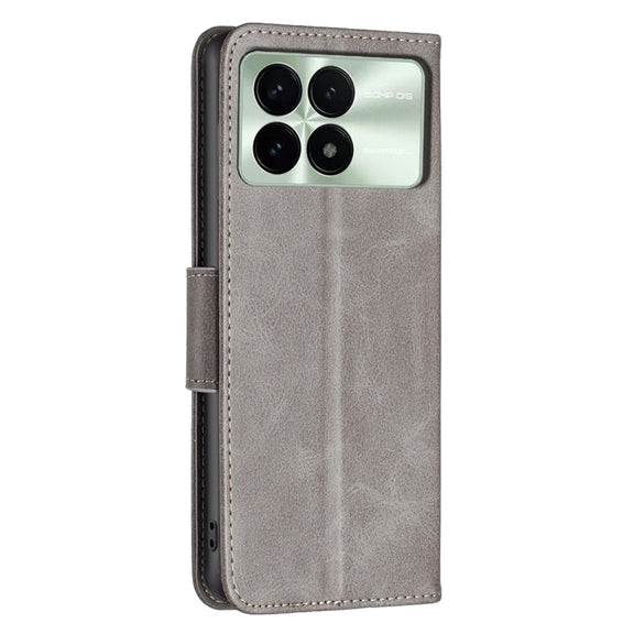 For Xiaomi Redmi K70 / K70 Pro Lambskin Texture Pure Color Flip Leather Phone Case(Grey)