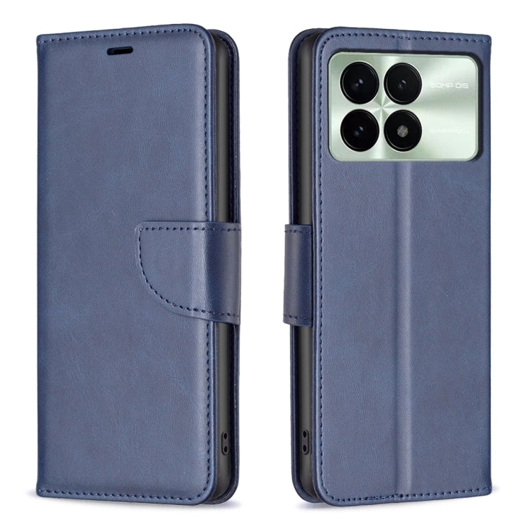 For Xiaomi Redmi K70 / K70 Pro Lambskin Texture Pure Color Flip Leather Phone Case(Blue)