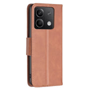 For Xiaomi Redmi Note 13 4G Global Lambskin Texture Pure Color Flip Leather Phone Case(Brown)