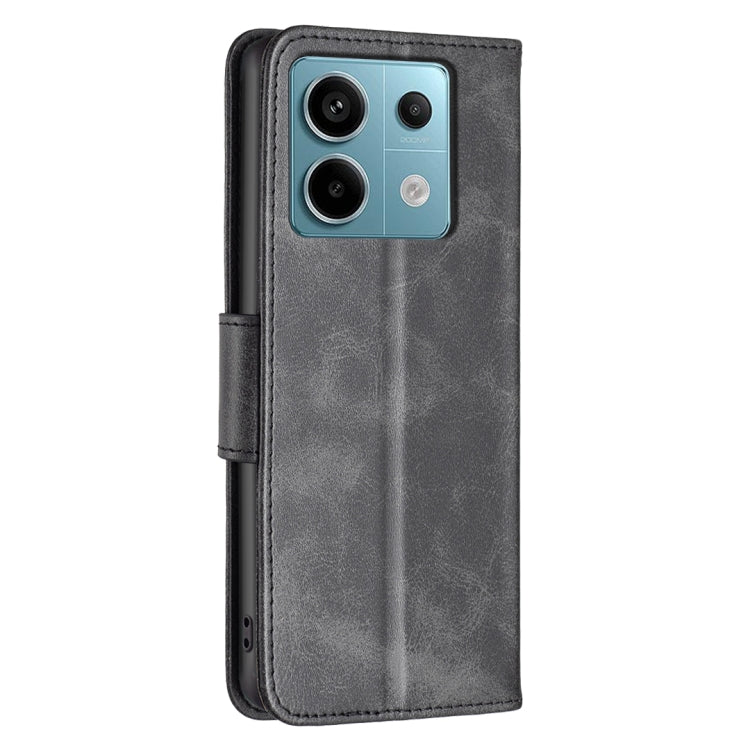 For Xiaomi Redmi Note 13 Pro 4G Global Lambskin Texture Pure Color Flip Leather Phone Case(Black)