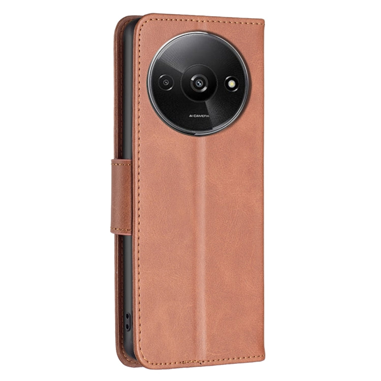 For Xiaomi Redmi A3 Lambskin Texture Pure Color Flip Leather Phone Case(Brown)