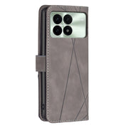 For Xiaomi Redmi K70 / K70 Pro Magnetic Buckle Rhombus Texture Leather Phone Case(Grey)