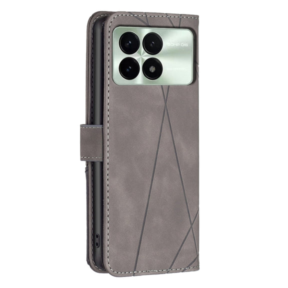 For Xiaomi Redmi K70 / K70 Pro Magnetic Buckle Rhombus Texture Leather Phone Case(Grey)