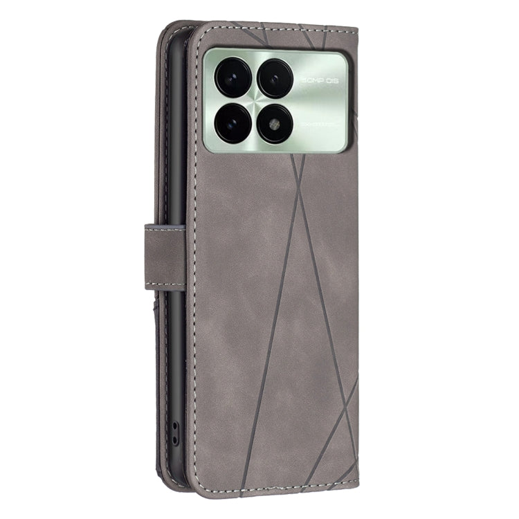 For Xiaomi Redmi K70 / K70 Pro Magnetic Buckle Rhombus Texture Leather Phone Case(Grey)