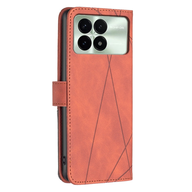 For Xiaomi Redmi K70 / K70 Pro Magnetic Buckle Rhombus Texture Leather Phone Case(Brown)