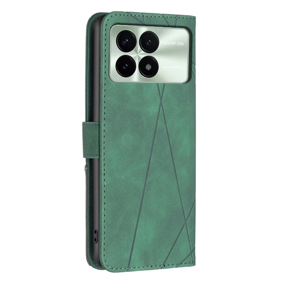 For Xiaomi Redmi K70 / K70 Pro Magnetic Buckle Rhombus Texture Leather Phone Case(Green)