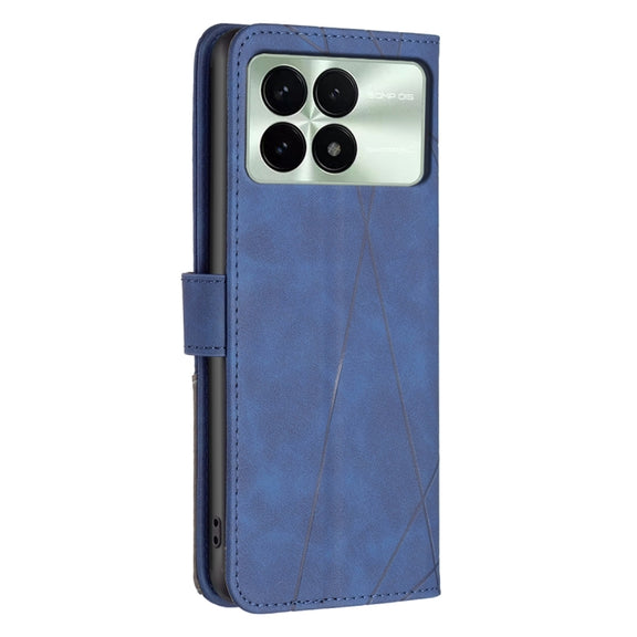For Xiaomi Redmi K70 / K70 Pro Magnetic Buckle Rhombus Texture Leather Phone Case(Blue)