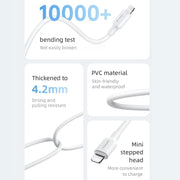 USAMS US-SJ611 U84 PD20W USB-C / Type-C to 8 Pin Charging Data Cable, Cable Length:2m(White)