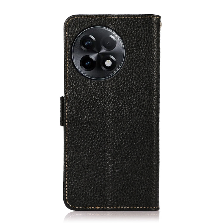 For OnePlus Ace 2 5G KHAZNEH Side-Magnetic Litchi Genuine Leather RFID Phone Case(Black)
