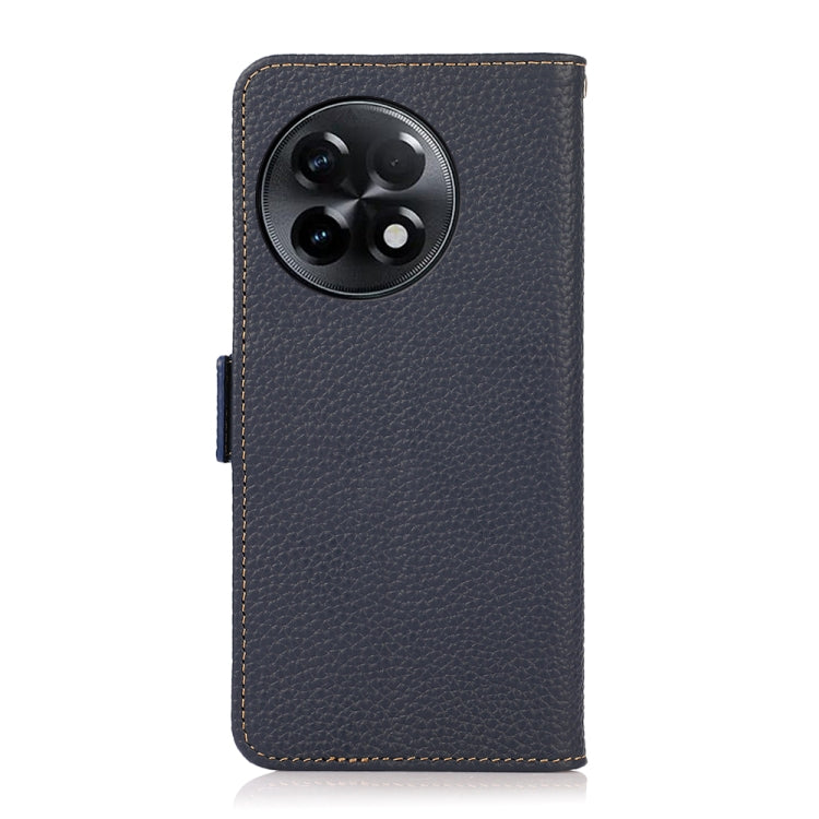 For OnePlus Ace 2 5G KHAZNEH Side-Magnetic Litchi Genuine Leather RFID Phone Case(Blue)