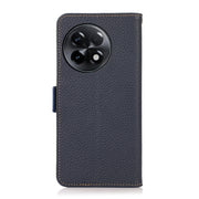 For OnePlus Ace 2 5G KHAZNEH Side-Magnetic Litchi Genuine Leather RFID Phone Case(Blue)