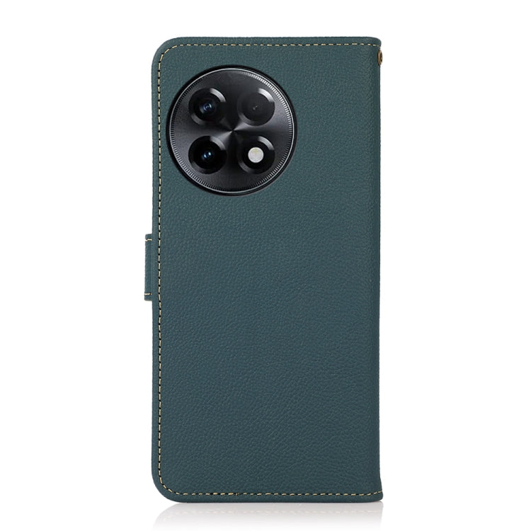 For OnePlus Ace 2 5G KHAZNEH Custer Texture RFID Genuine Leather Phone Case(Green)