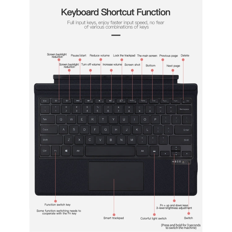 For Microsoft Surface Pro 8 / 9 / X Magnetic Bluetooth Keyboard Leather Case