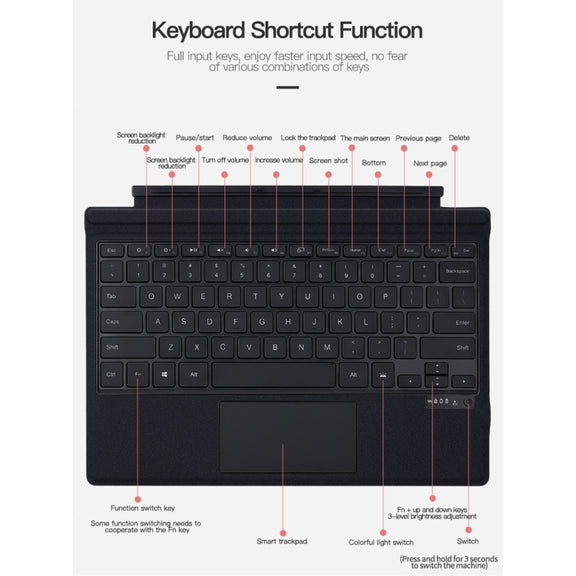 For Microsoft Surface Pro 8 / 9 / X Magnetic Bluetooth Keyboard Leather Case
