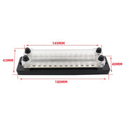 CP-3023-02 150A 12-48V RV Yacht Double-row 12-way Busbar(Black)