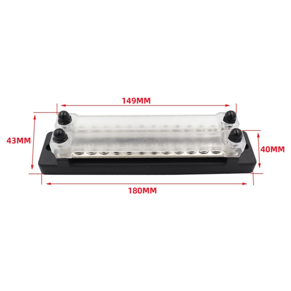 CP-3023-02 150A 12-48V RV Yacht Double-row 12-way Busbar(Black)