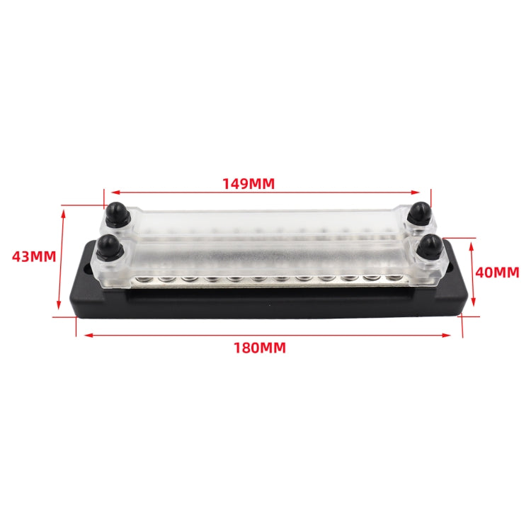 CP-3023-02 150A 12-48V RV Yacht Double-row 12-way Busbar(Black)