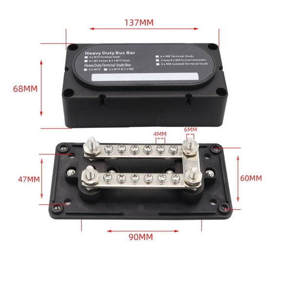 CP-3087-01 100A 48V 12-way M6 Terminal Busbar(Black)
