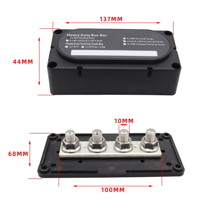 CP-3088-01 300A 48V 4-way M10 Terminal Busbar(Black)