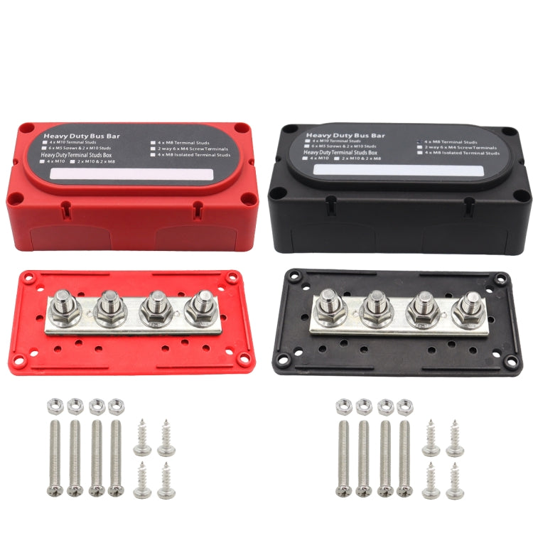 CP-3090 1 Pair  300A 48V 4-way M10 Terminal Busbar(Black + Red)