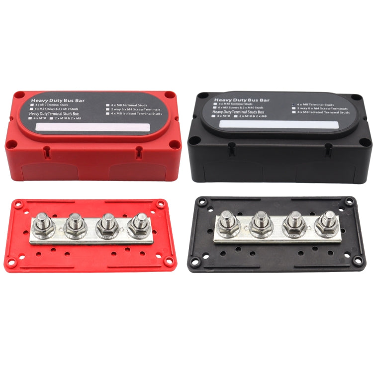 CP-3090 1 Pair  300A 48V 4-way M10 Terminal Busbar(Black + Red)