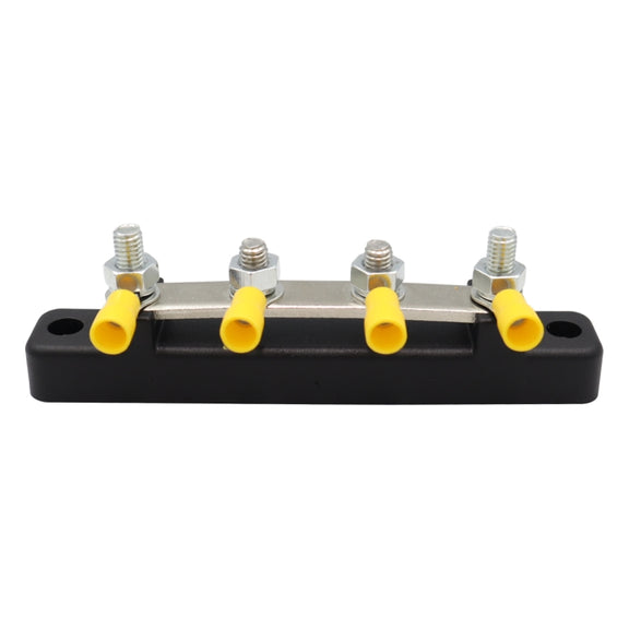 CP-3119 150A 12-48V RV Yacht Single-row 2-way Busbar with 4pcs Terminals(Black)