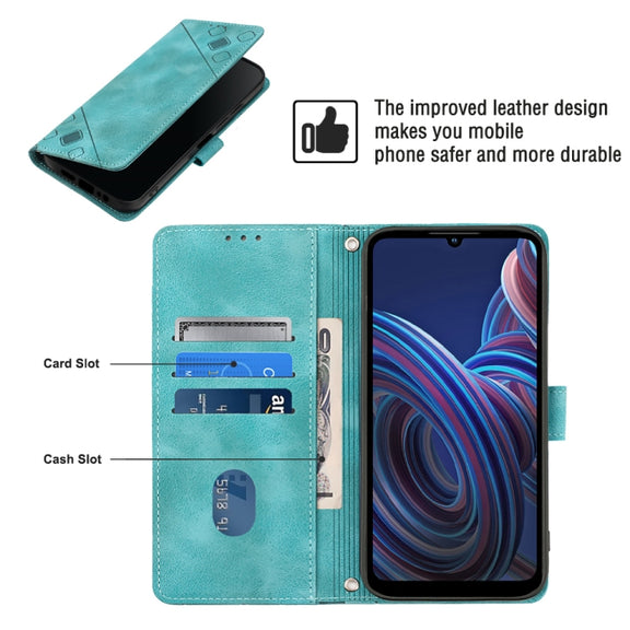 For ZTE Blade A72 Skin-feel Embossed Leather Phone Case(Green)