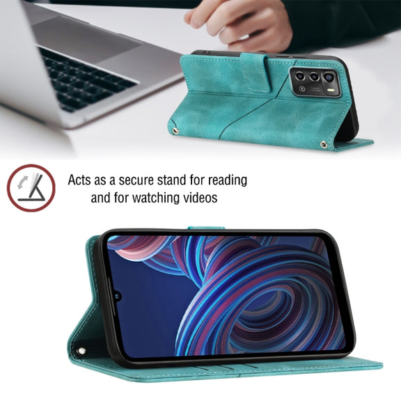 For ZTE Blade A72 Skin-feel Embossed Leather Phone Case(Green)