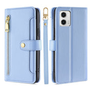 For Motorola Moto G73 5G Sheep Texture Cross-body Zipper Wallet Leather Phone Case(Blue)