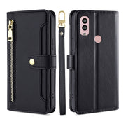 For Kyocera Android One S10 Sheep Texture Cross-body Zipper Wallet Leather Phone Case(Black)