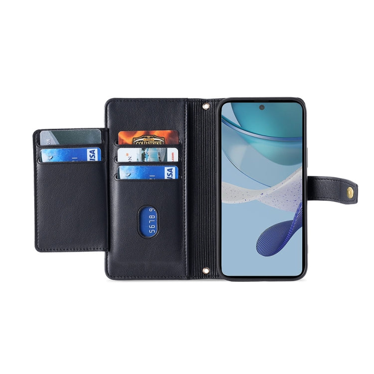 For Kyocera Android One S10 Sheep Texture Cross-body Zipper Wallet Leather Phone Case(Black)