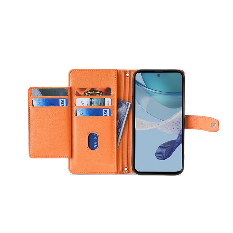 For Kyocera Android One S10 Sheep Texture Cross-body Zipper Wallet Leather Phone Case(Orange)