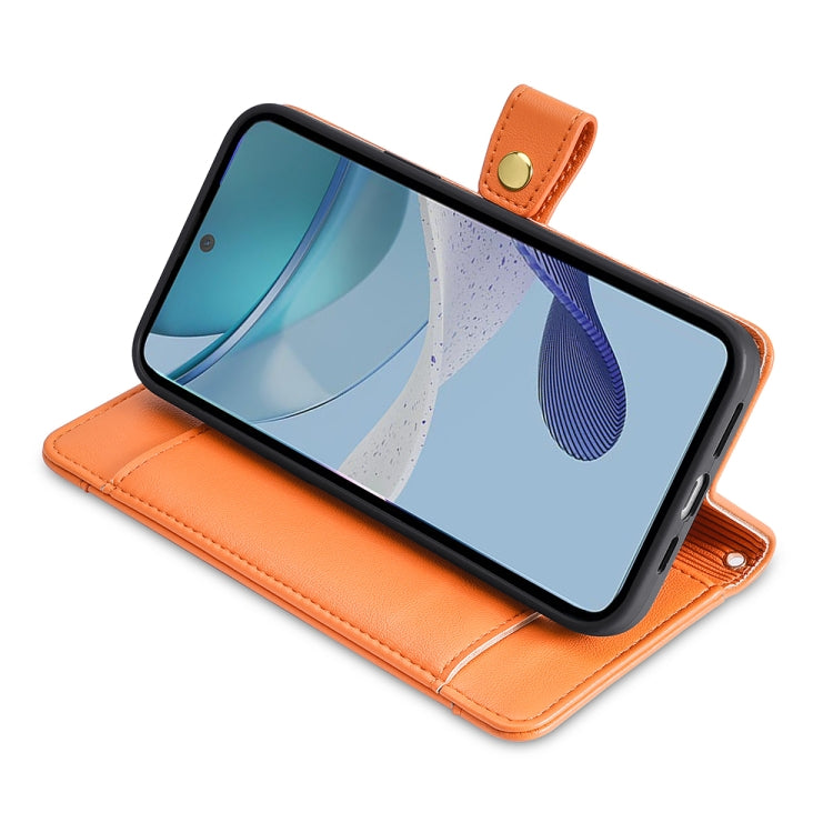 For Kyocera Android One S10 Sheep Texture Cross-body Zipper Wallet Leather Phone Case(Orange)