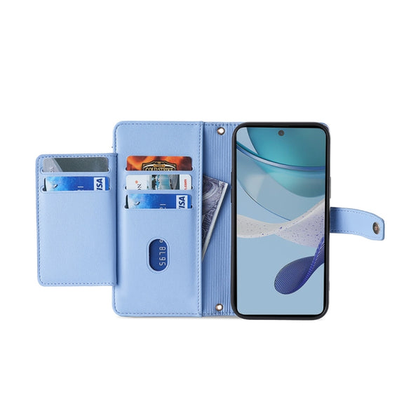 For Kyocera Android One S10 Sheep Texture Cross-body Zipper Wallet Leather Phone Case(Blue)